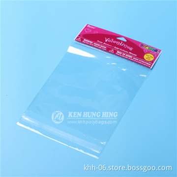 Custom printed OPP Header self adhesive garments plastic Bags